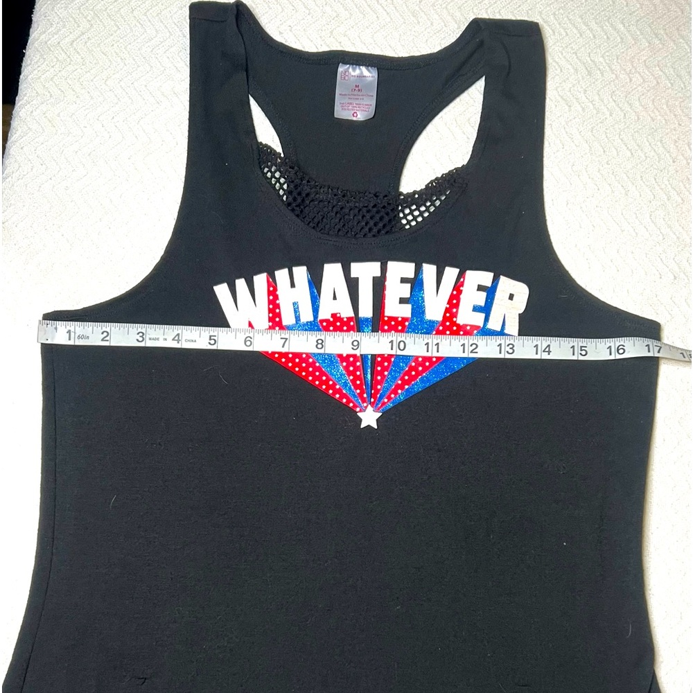 No Boundaries Tank Top Black “Whatever” Shirt Womens Med(7-9) Spandex